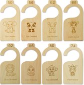 Muuzey Kastverdeler - Kledingkast kinder/baby - Maatverdelers maat 50 t/m 92 - Jungle - 8 stuks - Hout - Maathangers - Kledinghanger - Kast verdeler - Maat hangers