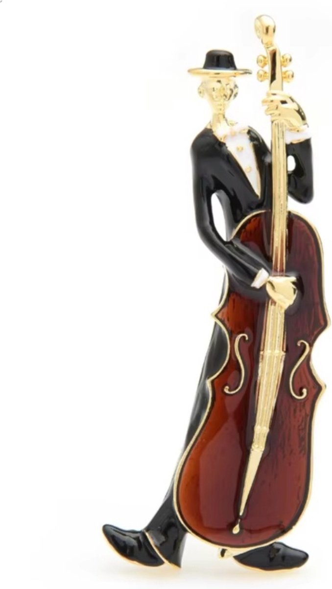 Zelto-Broche-Cello- Heren Broche- Goudkleurig-Dames Broche- Muziek- Broches