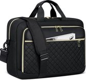 Laptoptas - Dames - 15.6 inch Laptoptas - Ultralicht Schoudertas - Computertas met RFID vakken - Zakenreis - School - STK - Zwart Goud