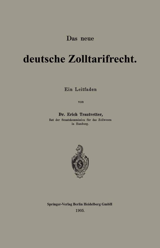 Das Neue Deutsche Zolltarifrecht - cover