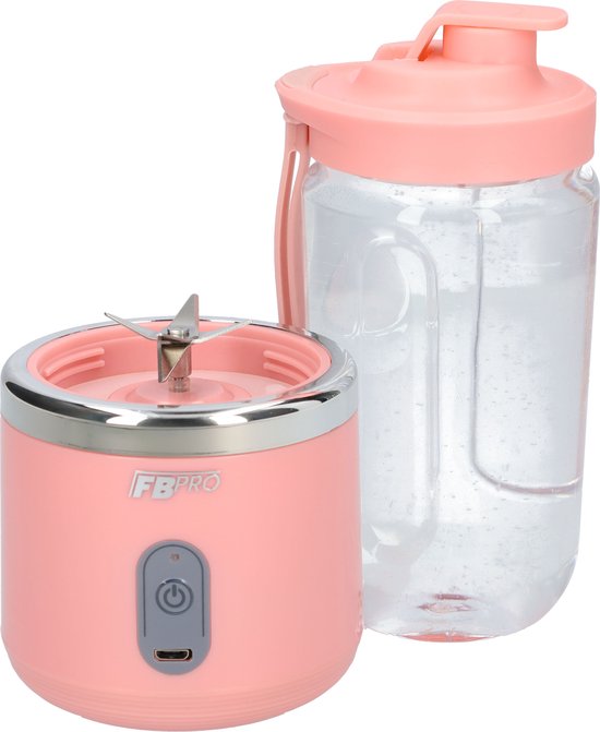 Draadloze blender - Smoothie maker - Blender To-Go - Compact - Verwijderbare beker - Met afsluitbare drinktuit - USB-C oplader - 300ML inhoud - Roze van Tristar — afbeelding 5