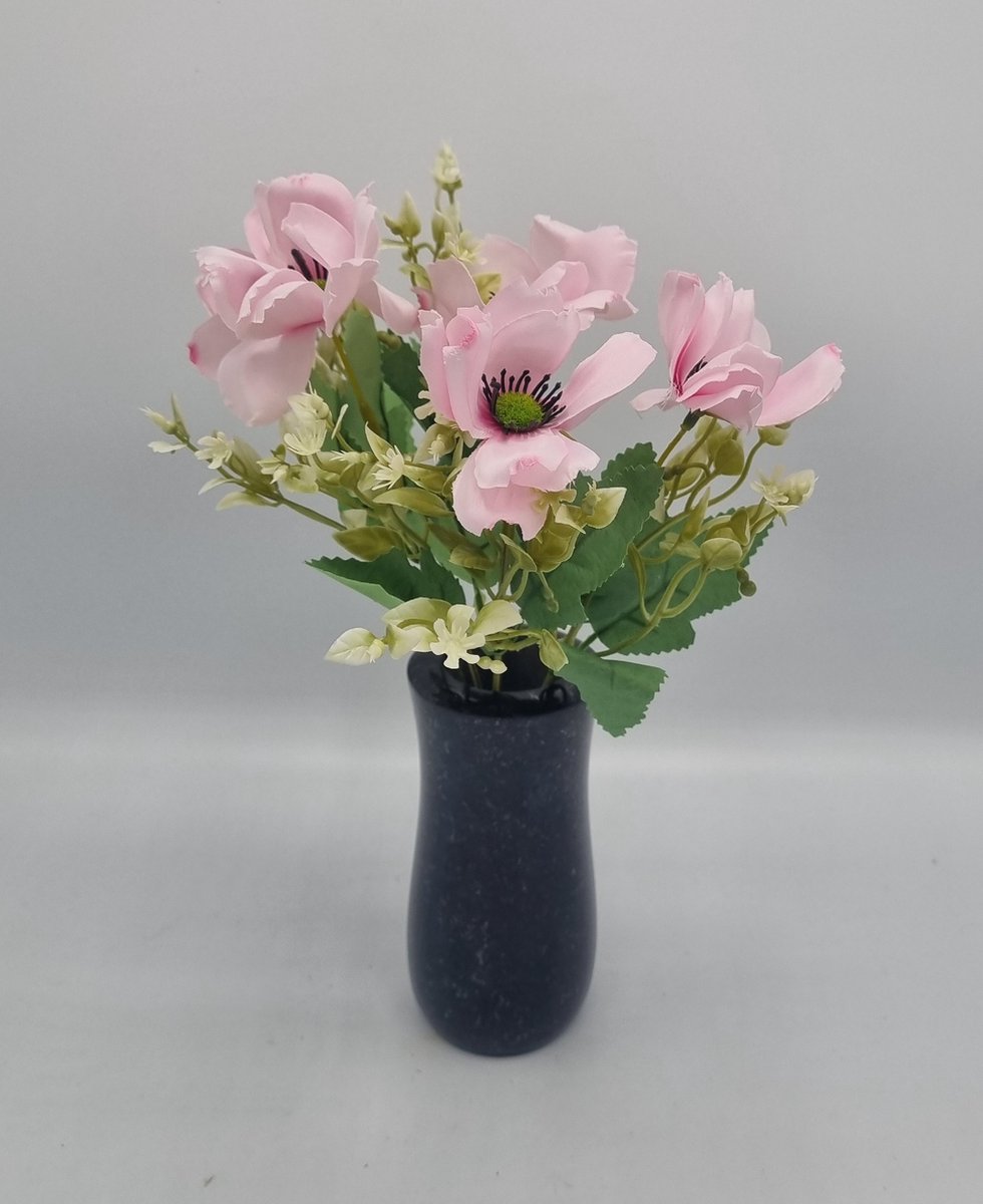 Boeket - Anemoon - U826-m2 - 31cm - Licht Roze - Grafdecoratie - Zijdenbloemen - Kunstbloemen