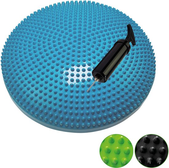 Foto: Tunturi air stepper pad balanskussen wiebelkussen ergonomisch zitkussen kleur blauw 33 cm incl gratis fitness app