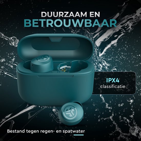 JLab Go Pop Draadloze Oordopjes - Bluetooth Oortjes Draadloos - 35 uur Batterijduur - Be Aware Audio - Met Microfoon - Geschikt voor Android en Apple - Groen