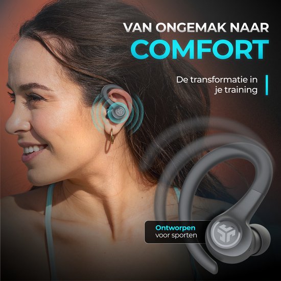 JLab GO Sport Draadloze Oordopjes – Oortjes draadloos - Bluetooth - 35 uur Speeltijd - IP55 Waterbestendig - Aanpasbare EQ3 instellingen - Hardlopen - Zwart