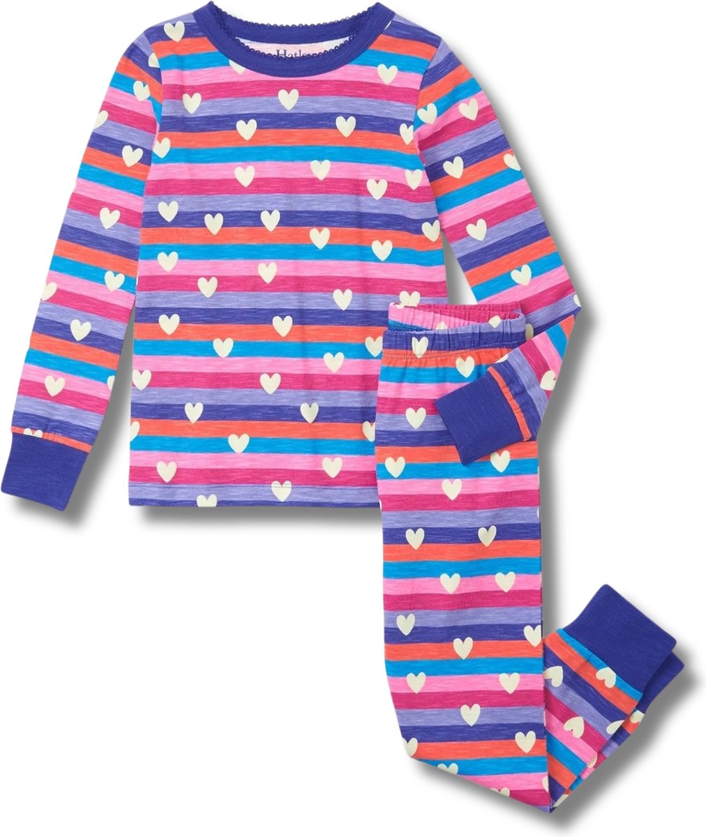 Hatley pyjama meisje Stripes & Hearts Cotton-104 Rose Violet