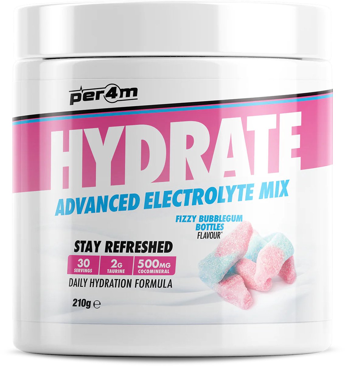 Goedkoopste Per4m - Hydrate - Advanced Electrolyte Mix - Fizzy Bubblegum Bottles - 30 servings - Elektrolyten - Electrolytes - Elektrolyten poeder - Sportdrank - Sportdrank poeder - Taurine