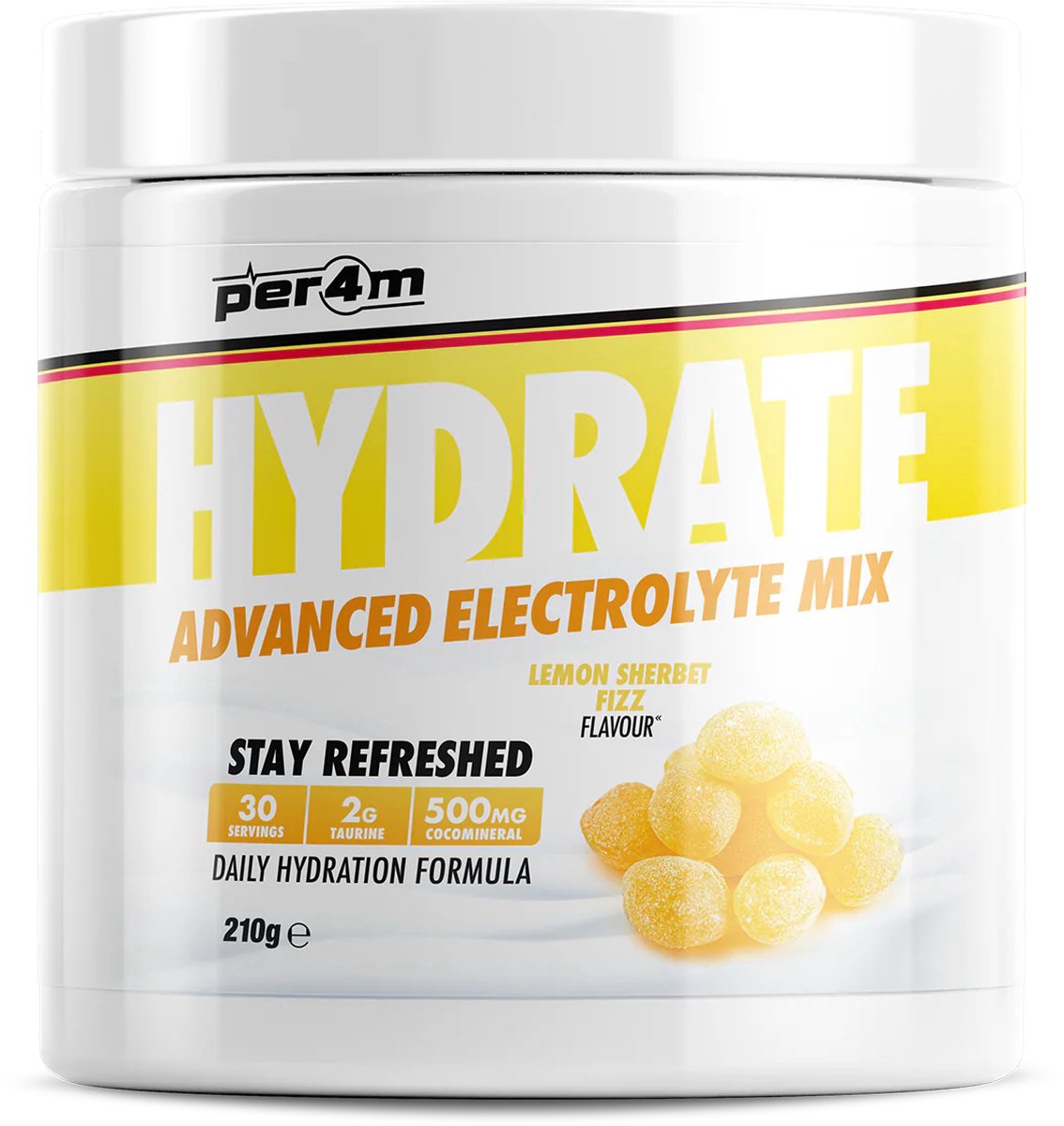 Goedkoopste Per4m - Hydrate - Advanced Electrolyte Mix - Lemon Sherbet Fizz - 30 servings - Elektrolyten - Electrolytes - Elektrolyten poeder - Sportdrank - Sportdrank poeder - Taurine