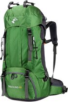 Bol.com RAMBUX® - Backpack - Adventure - Groen - Wandelrugzak - Trekking Rugzak - Heupriem - Lichtgewicht - 60 Liter aanbieding