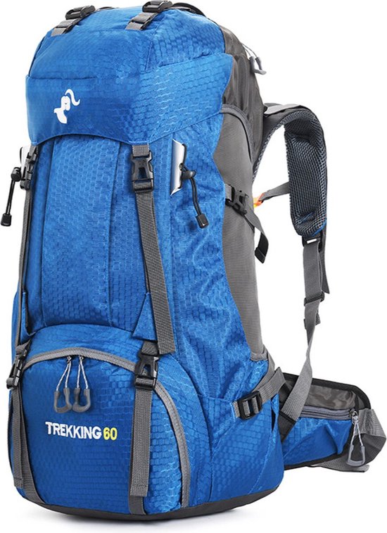 RAMBUX® - Backpack - Adventure - Blauw - Wandelrugzak - Trekking Rugzak - Heupriem - Lichtgewicht - 60 Liter