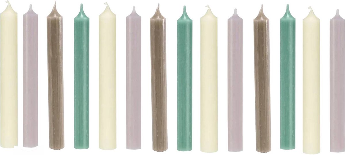 Cactula gekleurde dinerkaarsen dinerkaars kaars kaarsen 2.1 x 19,5 cm Kleur Soft Minomalis - Taupe - Jade - Nude - Ivory 14 stuks