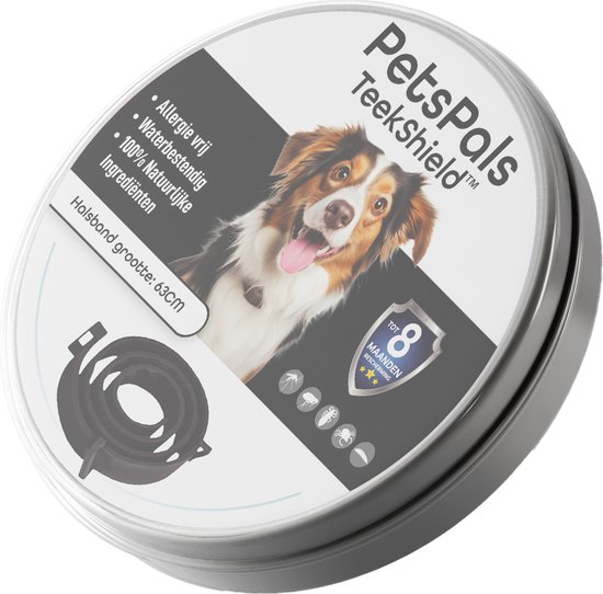 PetsPals TeekShield™ - 100% Natuurlijke Teken & Vlooienband Hond - Anti Vlooien & Teken - 8 Maanden Bescherming - Zwart