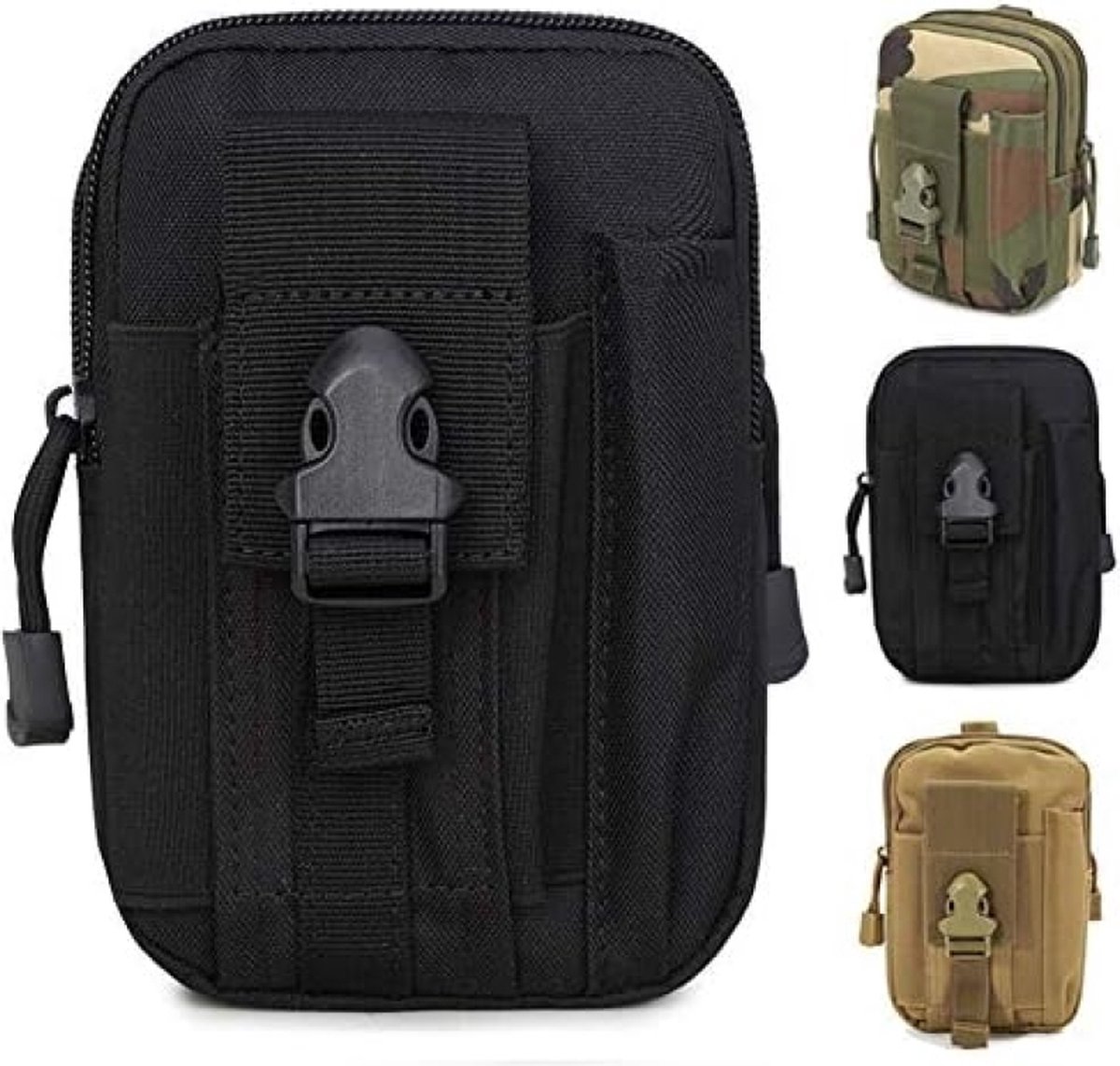 Tactisch heuptasje, nylon, militaire, compacte Molle EDC riemtas, voor gadget-dienstprogramma‘s, mobiele telefoon, voor op de camping, tijdens het wandelen en het reizen