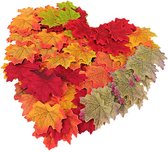 herfst versiering - herfstbladeren in zak - stoffen herfstblaadjes - herfst decoratie - 50 stuks