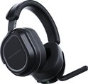 Zwarte Turtle Beach gamingheadset met microfoon, van de voorkant gefotografeerd.