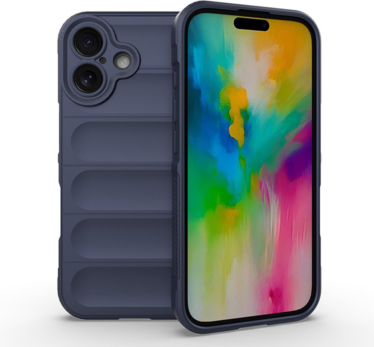 MobyDefend Hoesje - Geschikt voor iPhone 16 - TPU Gripcase - Blauw