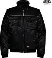 SIR SAFETY PATRIOT Gevoerde Werkjas HEREN Veiligheidsjas Zwart - Reflecterend - Afneembare Mouwen - Fleece Kraag