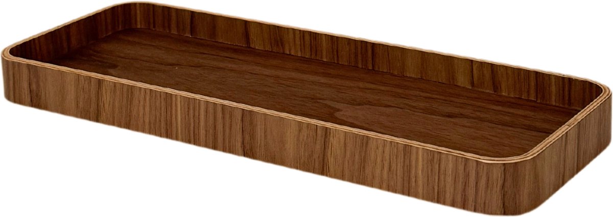 XLBoom Serve Tray 38 x 14 cm Walnut - Design dienblad van multiplex met anti-slip - Verkrijgbaar in Black | Walnut | Willow - Tijdloos serveerblad voor tafel, keuken en interieur
