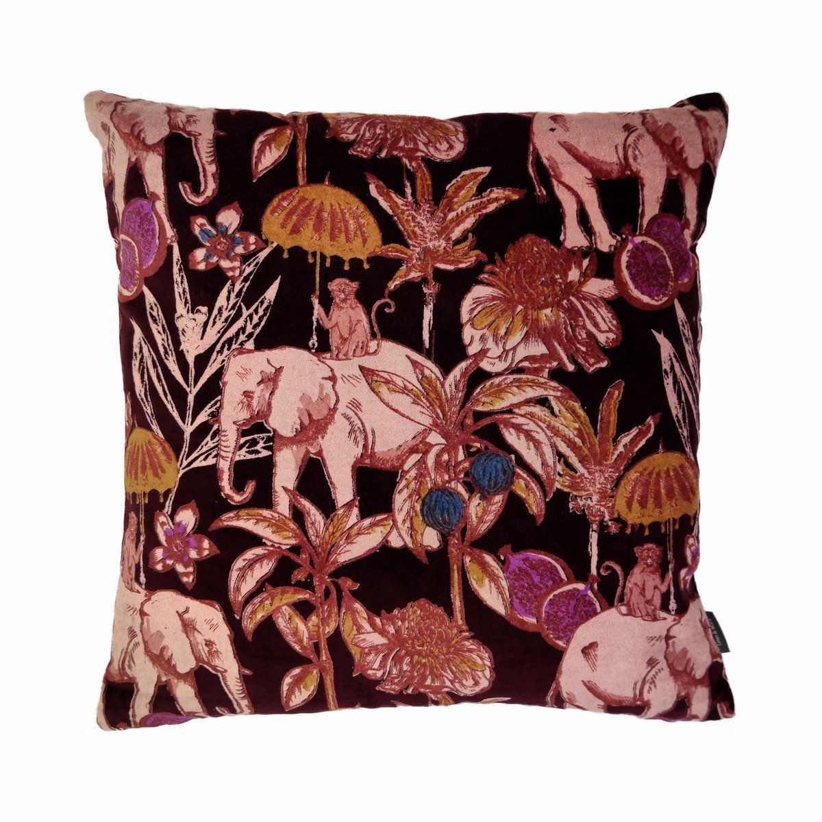 Mars & More Elephant Print Bordo Kussen | 45 X 45 | Sierkussen Voor Woonkamer Of Slaapkamer Roze