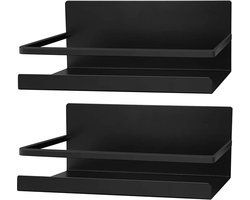 Koelkastrek hangrek magneet kruidenrek met plank keukenrek zwart - 2 stuks Wasmachine rek