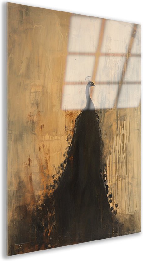 Peinture de paon - Peinture animalière - Peintures sur Glas Fond - Tableaux Classique - Verre acrylique - Décoration de chambre verre acrylique 40x60 cm