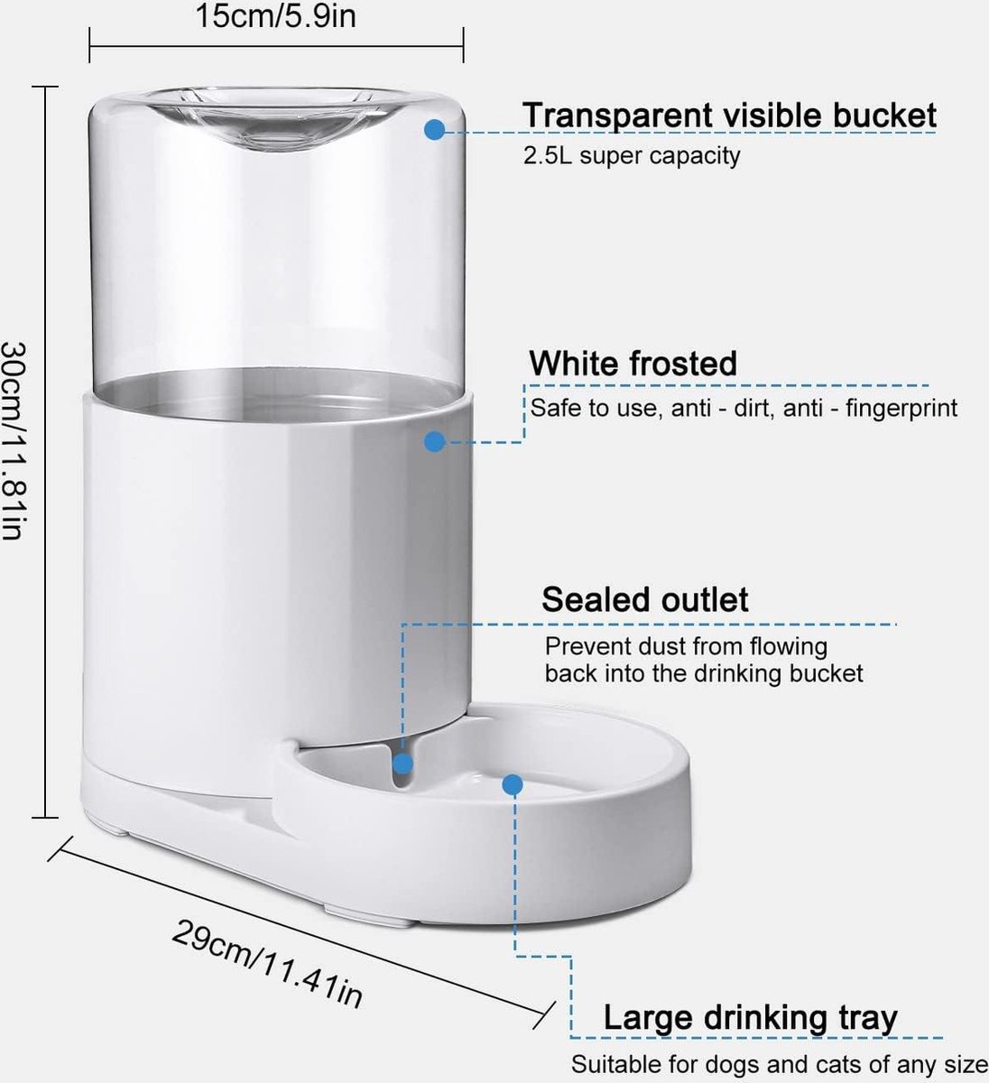 74oz/2.2L Edelstahl Haustier Hund Wasserspender für Katzen im Inneren Trinken mi