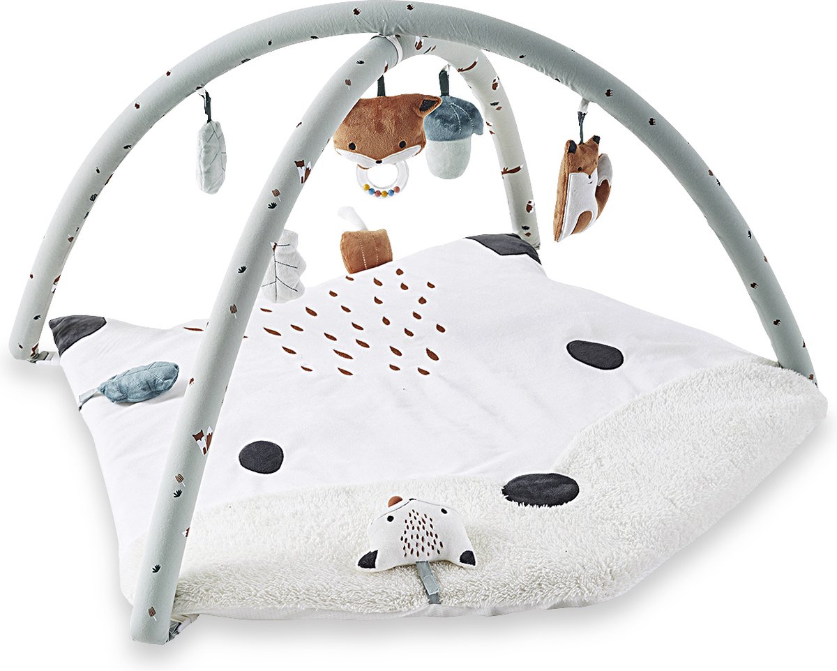 Vertbaudet Speelkleed - diermotief - vos en tijger - 90cm - pluche en fluweel