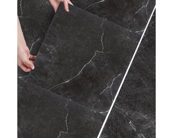 PVC-vloerbedekking- PVC vloeren - vinylvloer- Vinyl vloeren- Natuurlijk - 30 cm x 30 cm x 1.5 mm - dikte 1.5 mm - 11 tegels-Zwart marmer