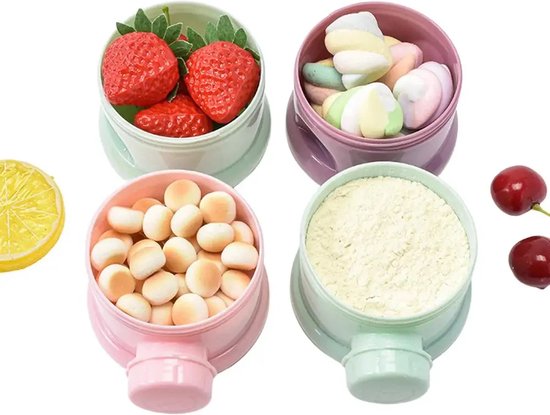 Ychee - Baby melkpoeder Box - 4 lagen - Voedsel Box - Snack - Fruit - Snoep - Handig - Opslag - Onderweg - Reizen - Afneembaar - 22x7.5cm - Beer Groen van Ychee — afbeelding 3