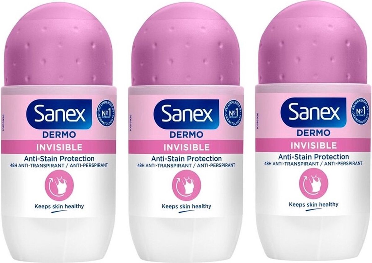 Sanex Deo Roller - Dermo Invisible - 3 x 50 ml
