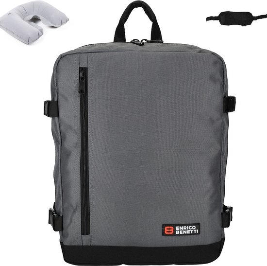 KLM & Transavia Rugzak 40x30x20 cm - Maximale Inhoud - Handbagage Tas 40x30x20 - 17 inch Laptopvak - Grijs