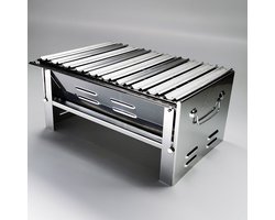 Opvouwbare BBQ - Draagbare opvouwbare grill met rooster - Portable Vouw Barbecue met Tas - Festival BBQ - Camping - Zomer - Park - Rechthoekig - 40 x 27 x 20 cm - Chroom