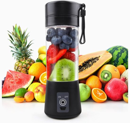 Foto:  ayasouk draagbare blender van 380 ml voor shakes en smoothies mini blender usb oplaadbare citruspers geschikt voor buitensporten reizen thuis zwart 