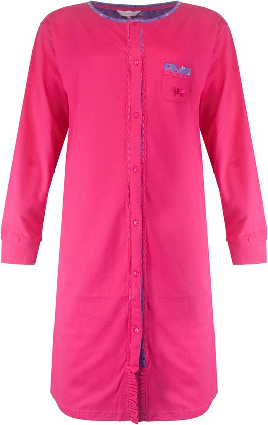 Tenderness Dames Nachthemd - Doorknoop - Donker Roze - Maat L