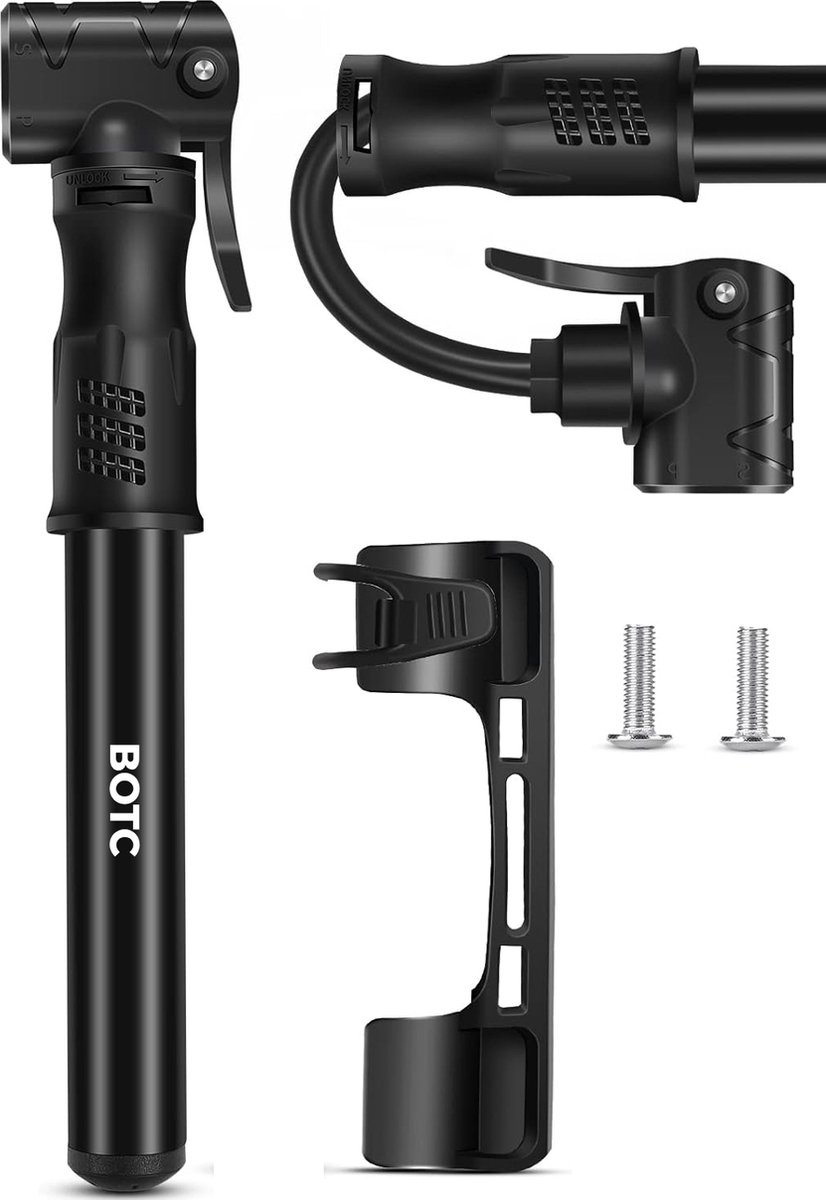 BOTC Fietspomp - Handpomp - Autoventiel - Dunlopventiel - Zwart