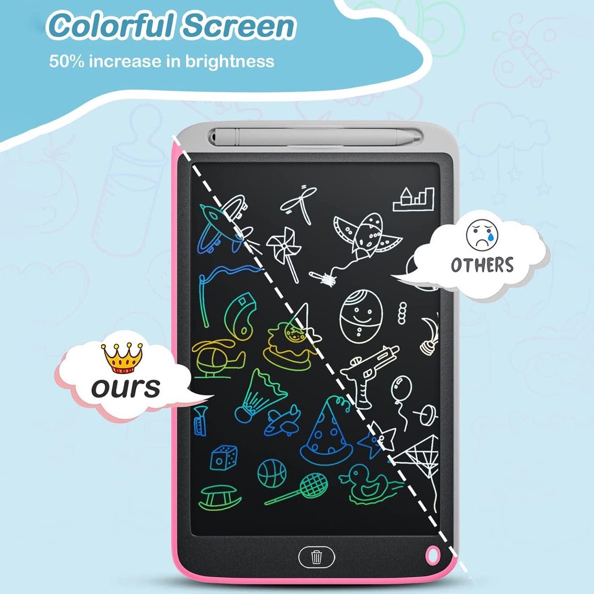 Lot De 12 Tableaux D'écriture LCD Riff Ruffle - 6,5 Pouces Colorés Avec Verrouillage - Protection Des Yeux Enfants
