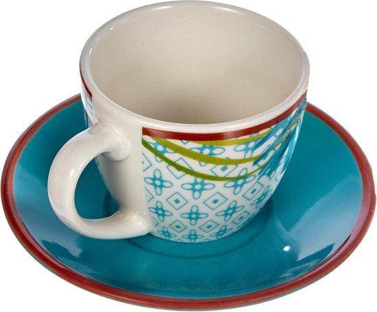 Tognana Audrey Set of 6 Coffee Cups with Saucers, New Bone China, Multi