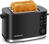 Bol.com Aigostar 30J4R - Broodrooster - Toaster - 6 Warmteniveaus - 2 Extra Brede Sleuven - Reheat en Ontdooi-functie - 800W - Z... aanbieding