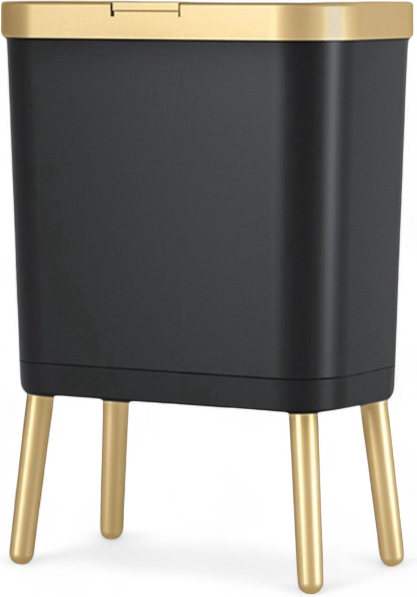 High Aspect Prullenbak op pootjes - Zwart & Goud 15L - Design - Afvalbak - Afvalemmer