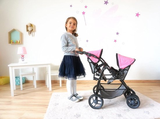 Knorrtoys 16443 Poussette Double Milo – Star Blue Pink Pour Poupées