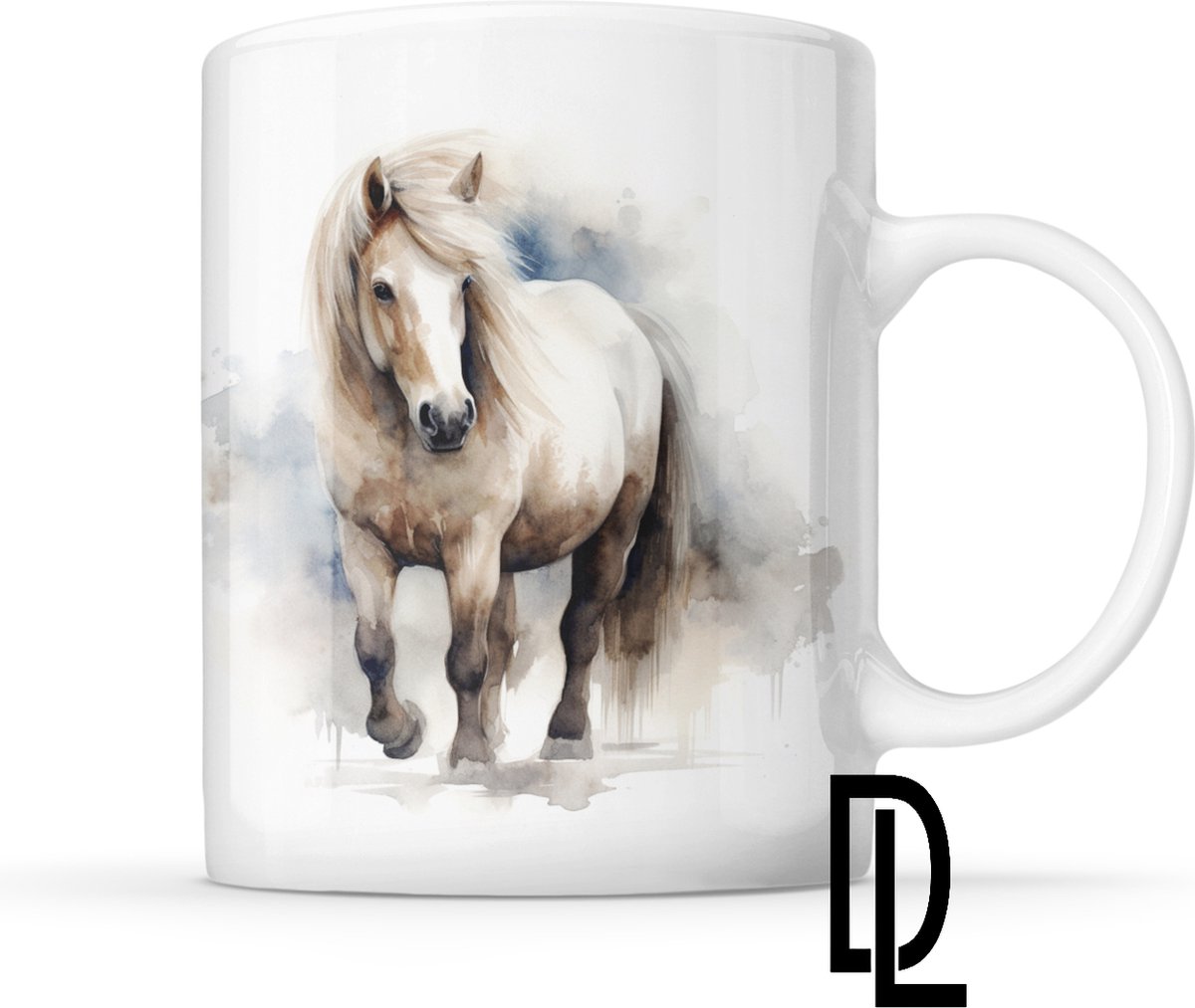Mok met ijslandse paard