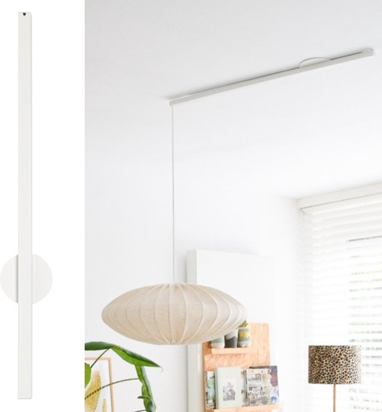 Lightswing® Single 90cm - Ophangsysteem voor één Hanglamp tot 3,5 KG - Mat Wit - 80cm Verplaatsbare Verlichting - Verstelbare Hanglamp Systeem - Hanglampen Woonkamer