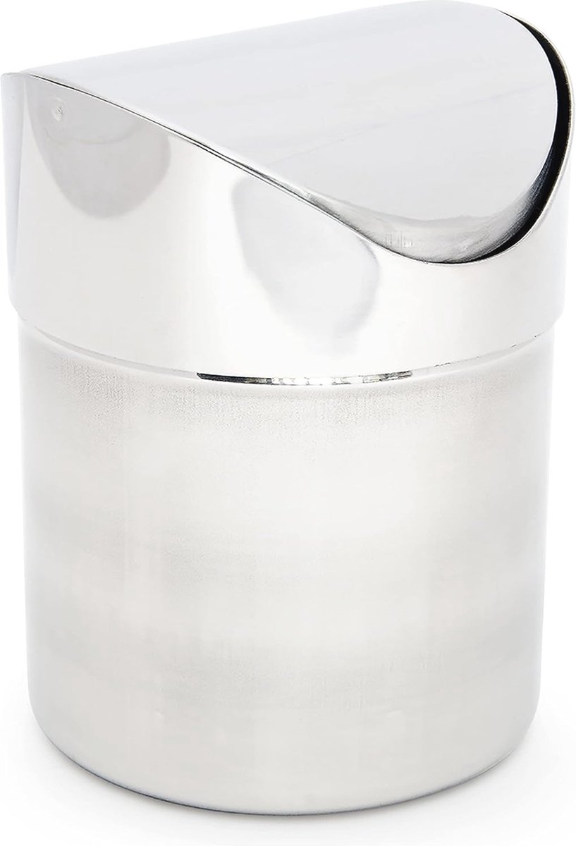 Goedkoopste Tafelafvalbakje RVS met Tuimeldeksel - 1,2 Liter - Modern Design voor Keuken en Badkamer - Compact en Praktisch