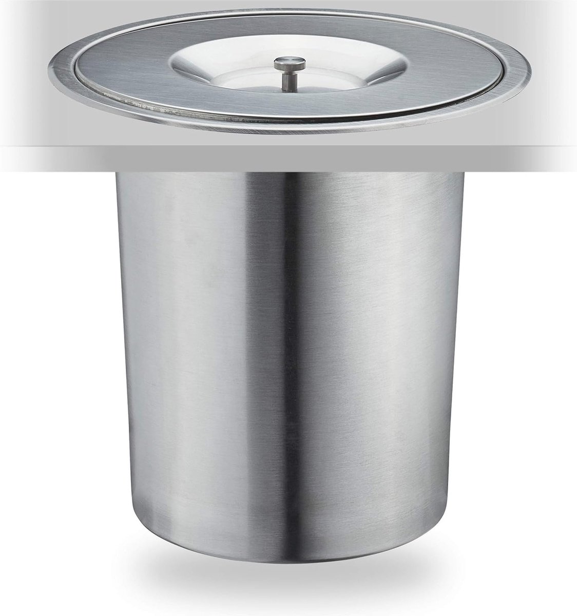 Goedkoopste Inbouw afvalbakje voor aanrecht - 8 liter, RVS, 25x27 cm