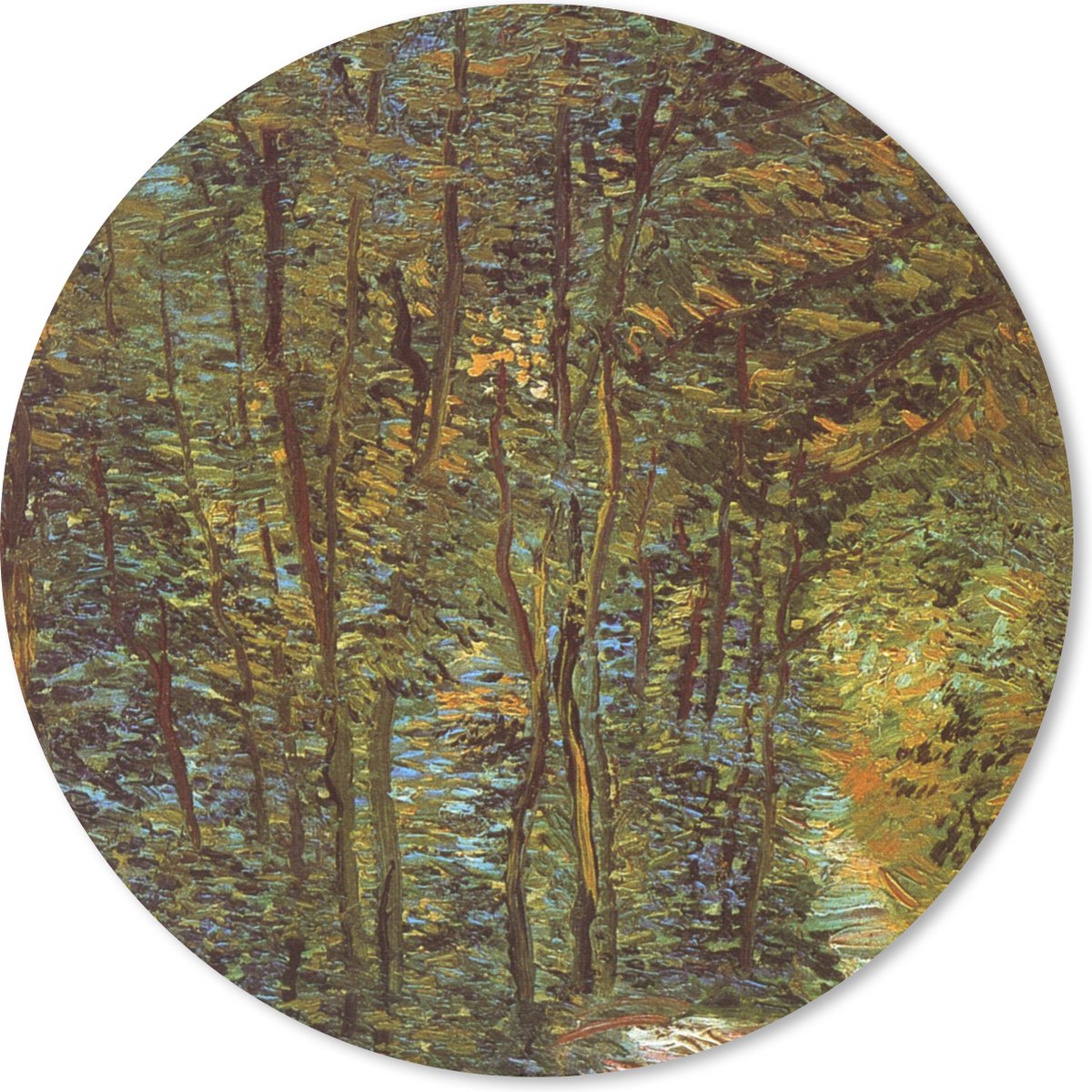 Muismat rond 20x20 cm - Mousepad In het bos - Vincent van Gogh - Ronde muismatten
