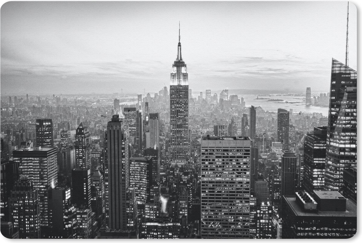 Muismat Zwart wit - New York City zwart-wit fotoprint muismat rubber - 27x18 cm - Muismat met foto