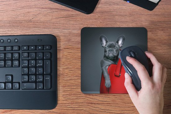 Muismat 20x20 cm - Mousepad Hond - Grappig - tas - Kinderen - Jongens - Meisjes - Kids - Muismatten