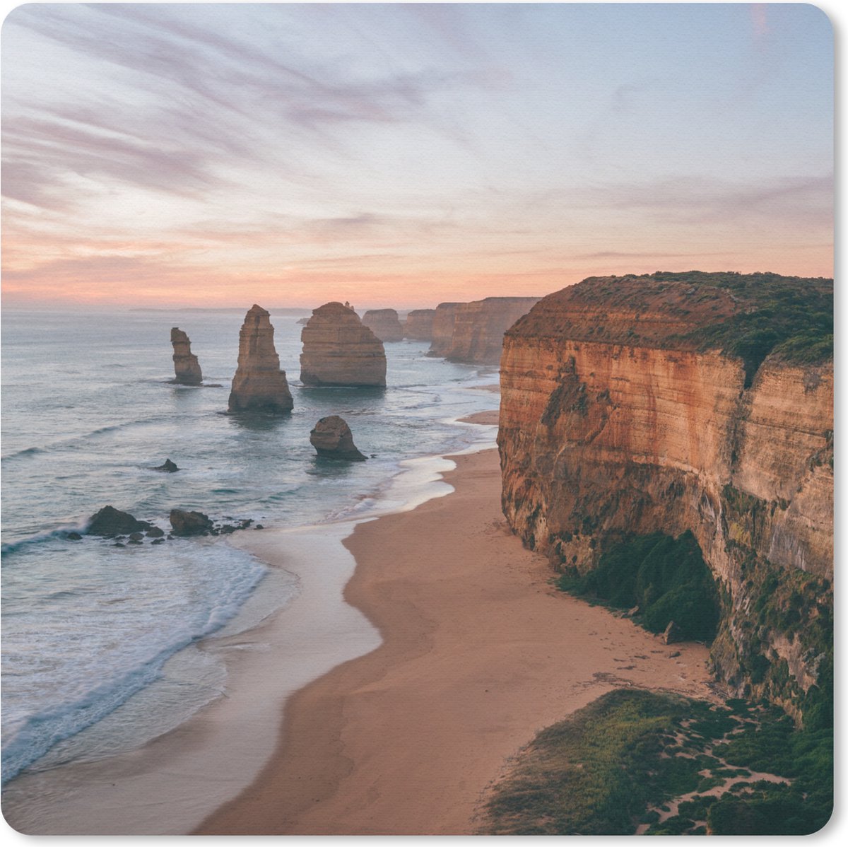 Muismat 20x20 cm - Mousepad Strand - Zand - Zee - Steen - Muismatten