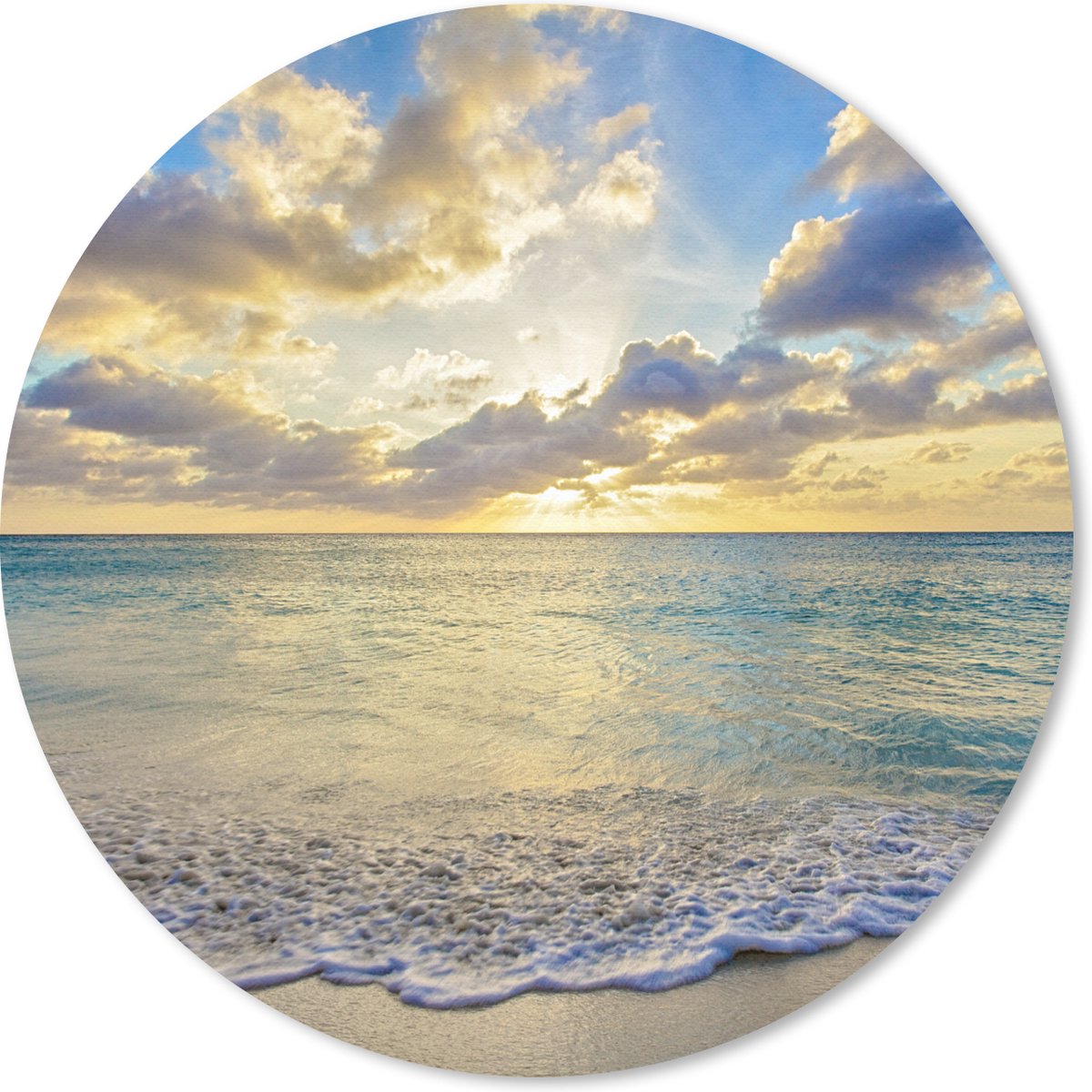 Muismat rond 30x30 cm - Mousepad Zee - Strand - Wolken - Zon - Ronde muismatten