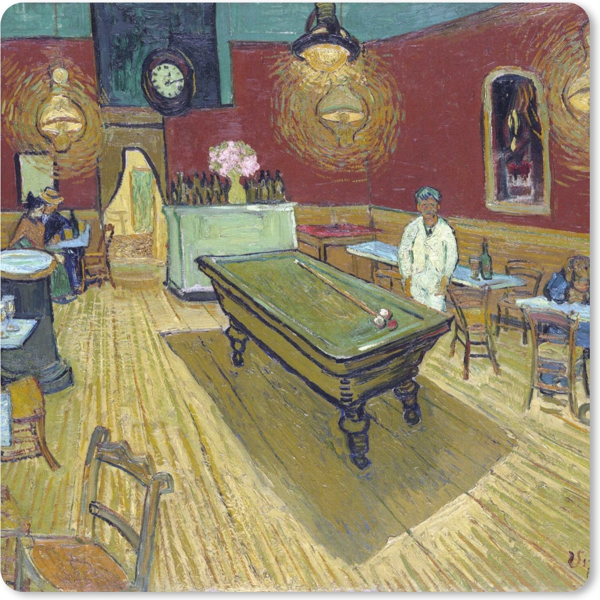 Muismat 20x20 cm - Mousepad Het Nachtcafé - Vincent van Gogh - Muismatten